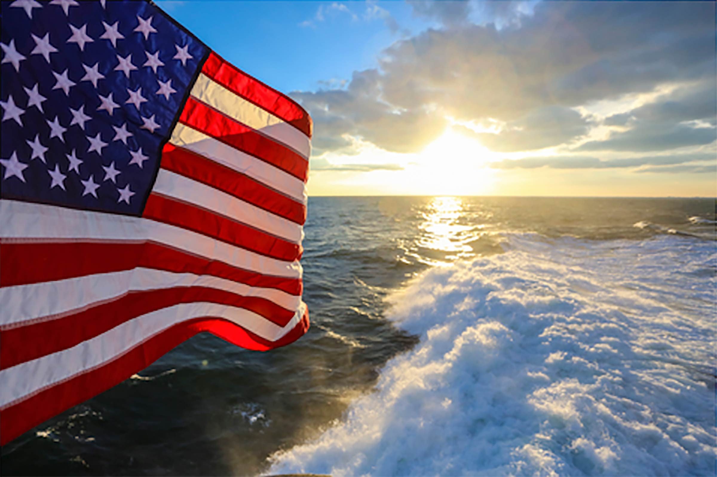 American Flag sea sunset